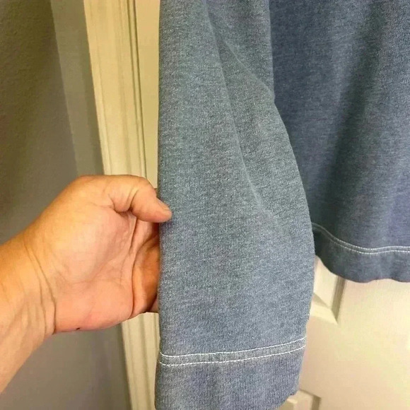 🩵Lauren Ralph Lauren Blue Hooded Sweatshirt w/Front Pockets & White Stitching🩵 - Picture 7 of 14